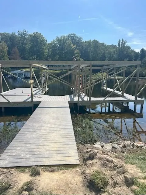 Boathouse with lifts, fall 2025, stage photo