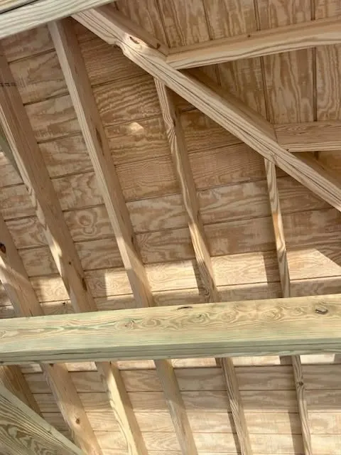 Roof framing, Fox Hollow, Lake Gaston