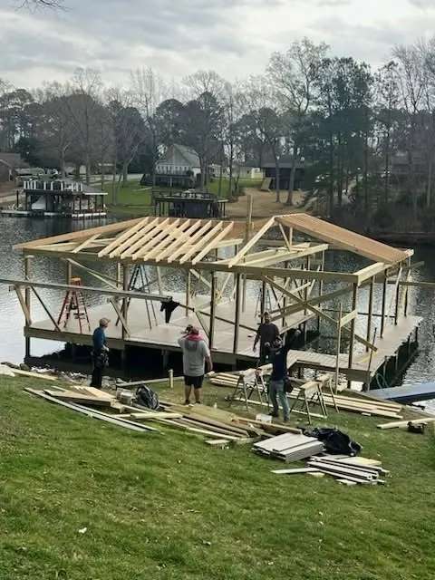 Hip-roof boathouse in Fox Hollow, stage photo