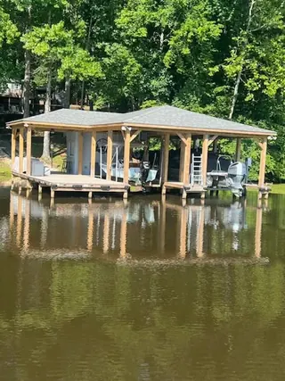 Twin Lakes boathouse, Lizard Creek
