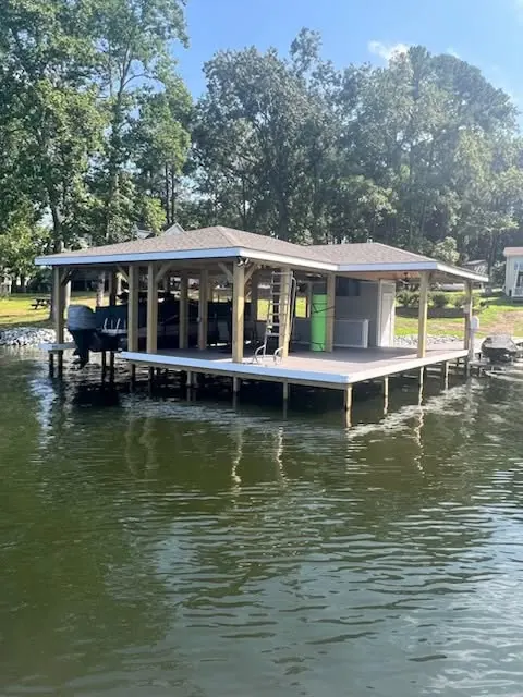 Finished Twin Lakes boathouse, Pea Hill Creek
