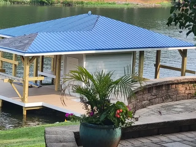 Finished Twin Lakes boathouse, Pea Hill Creek